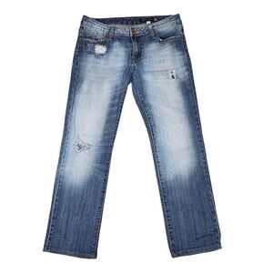 Vigoss Jeans Women's Size 11 Distressed‎ Blue Denim Straight Leg Jeans